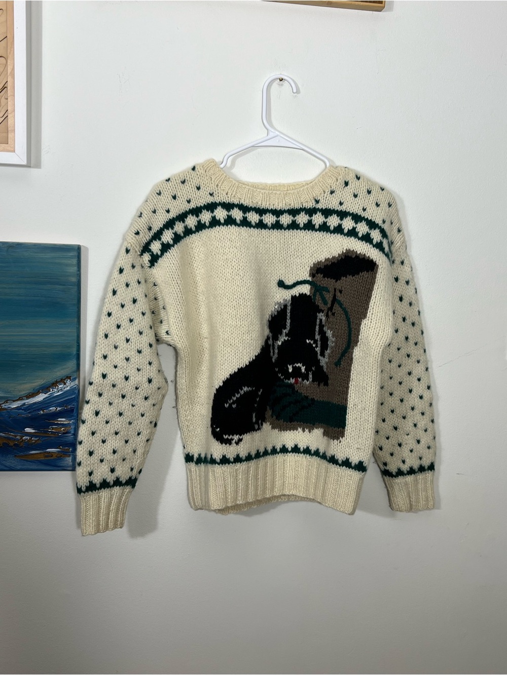 Vintage L.L. Bean Dog and Boot Sweater 100% Wool Size Small - Picture 2 of 4